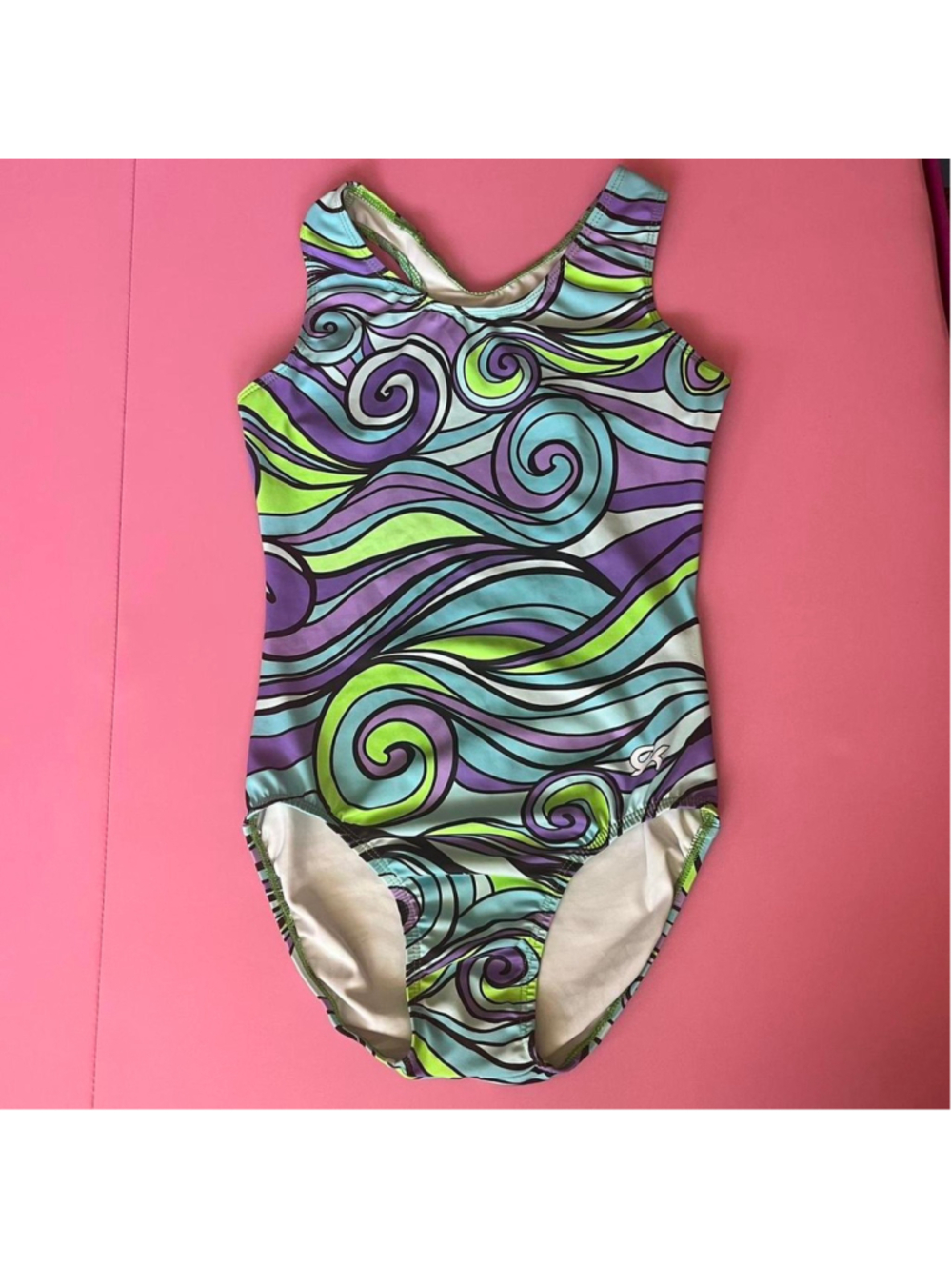 GK Purple Blue and Green Swirl Gymnastics Leotard